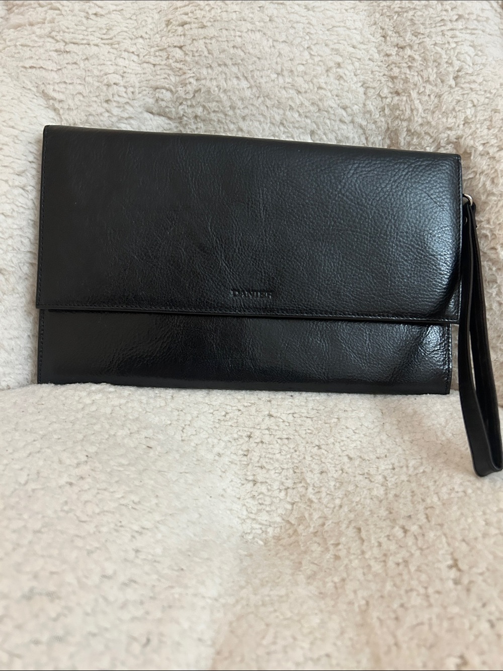 Danier Black Leather Wristlet Clutch